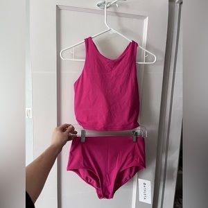 Athleta cropped swim top with high waisted bottoms